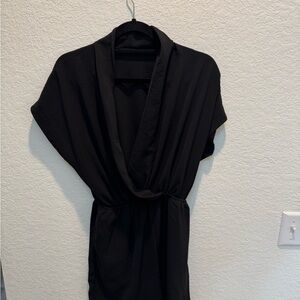 Stylish Black Drape Dress